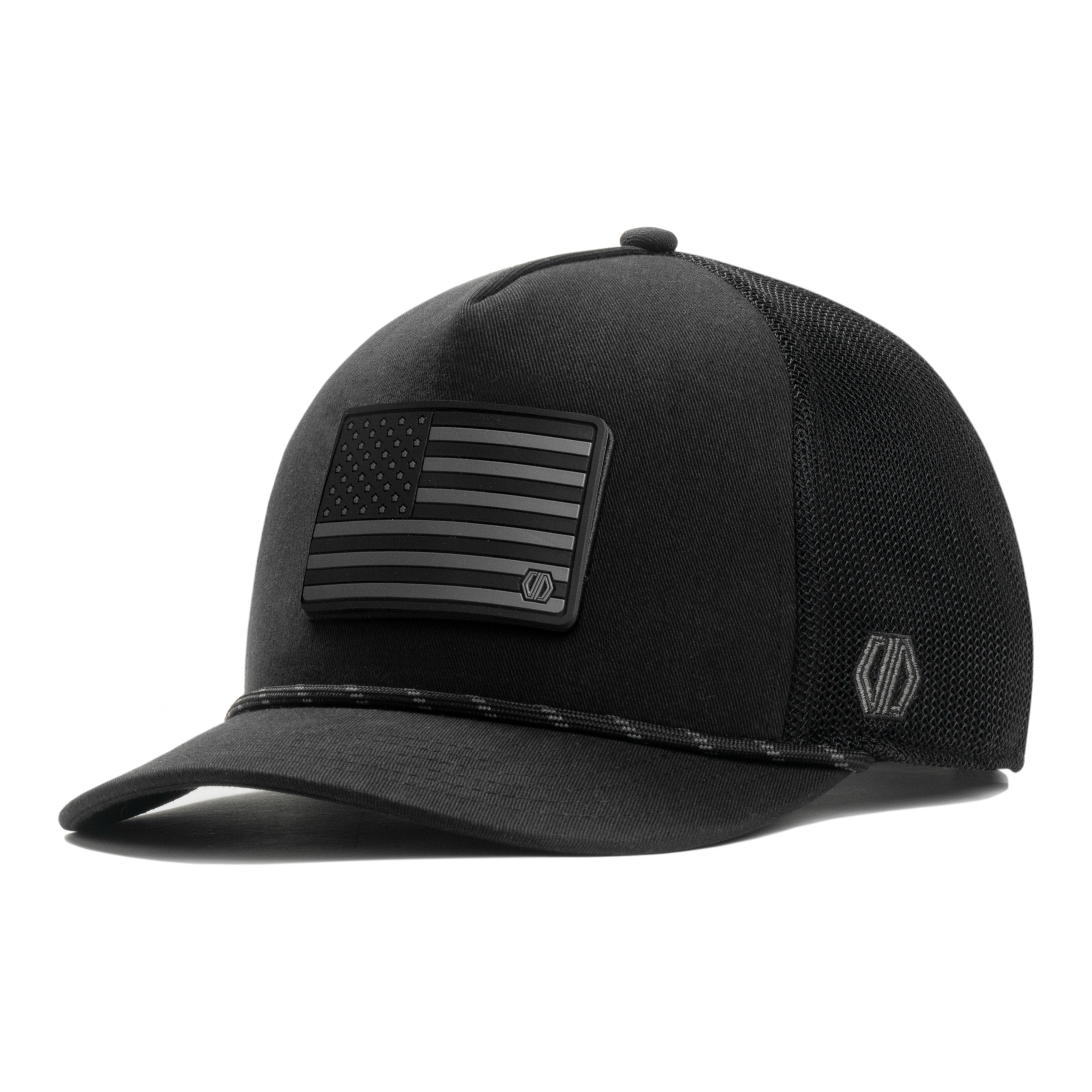 USA Flag Rubber Patch x Black Rope Trucker Hat