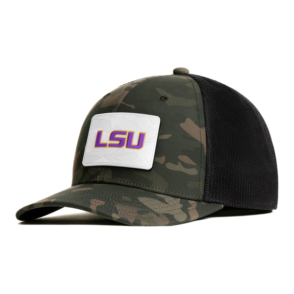 LSU Tigers Signature Snow Camo 3D PVC Hat Patch x INIT Comfort Flex Tech Stretch Hat - Camo