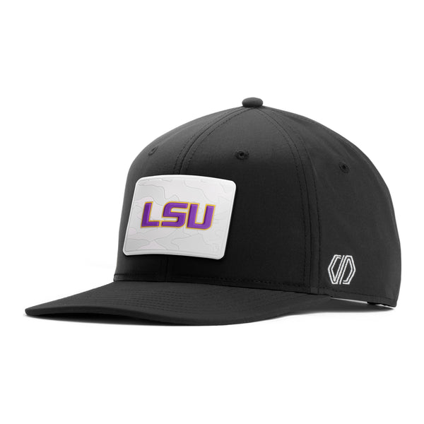 LSU Tigers Signature Snow Camo 3D PVC Hat Patch x INIT Performance Black Snapback Hat