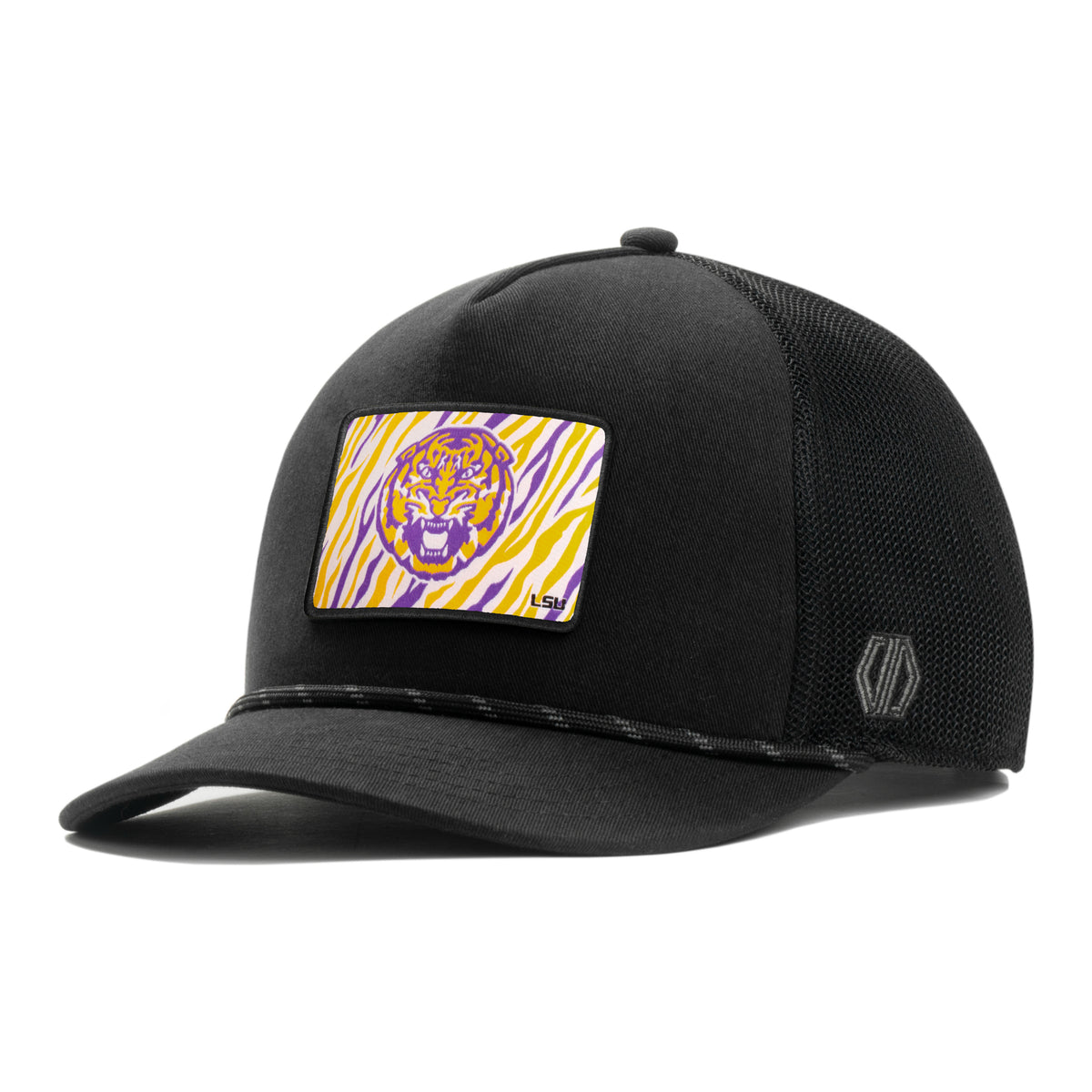LSU Tigers Striped Woven Hat Patch x INIT Daily Prime Black Rope Trucker Hat