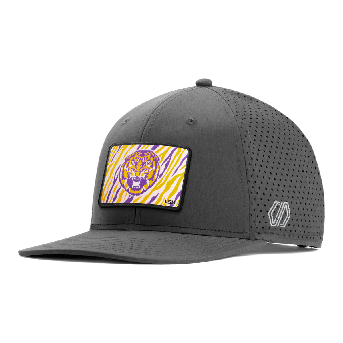 LSU Tigers Striped Woven Hat Patch x INIT Performance Grey Snapback Hat