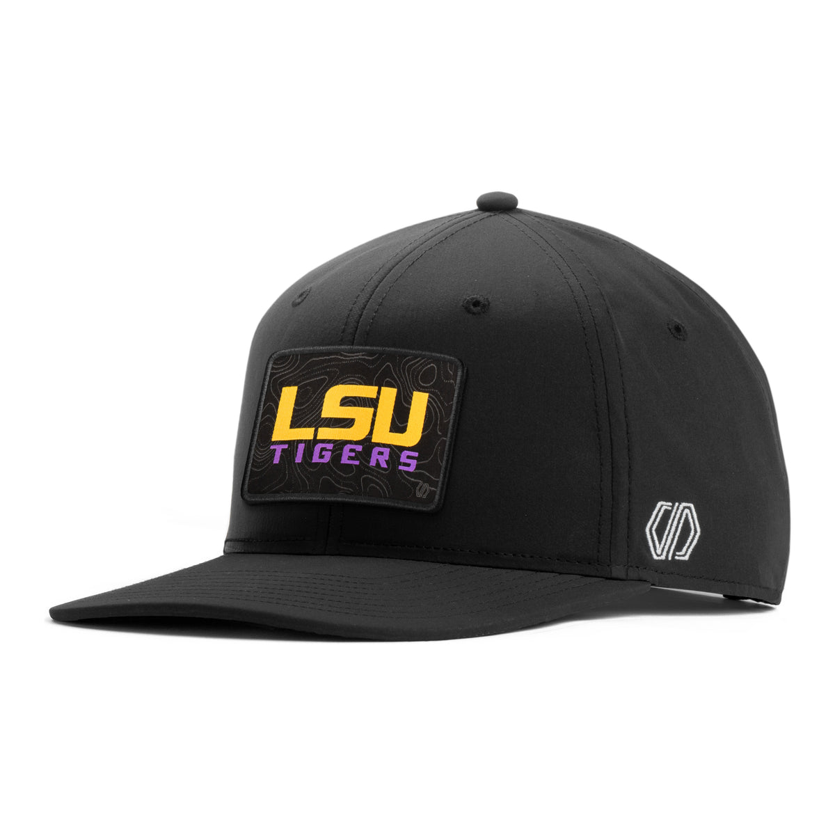 LSU Tigers Topo Woven Hat Patch x INIT Performance Black Snapback Hat