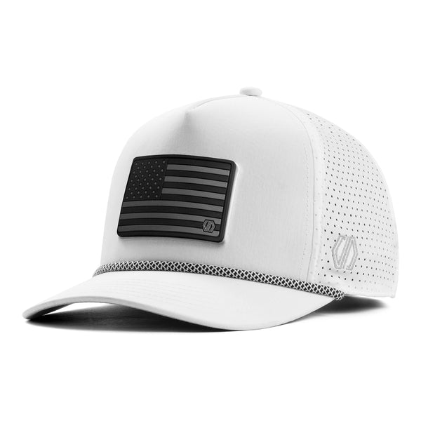 USA Flag Rubber Hat Patch x White Rope Hat