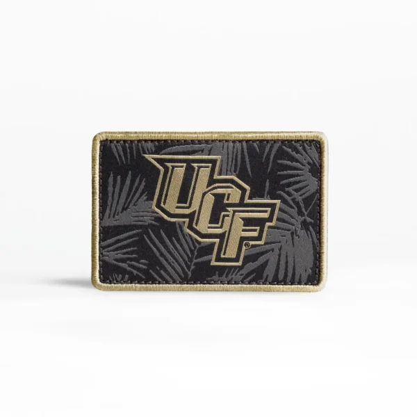 Fear The Fronds Staggered UCF Knights Woven Label Hat Patch Grey and Gold